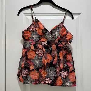 H&M tropical floral flowy tie wrap top